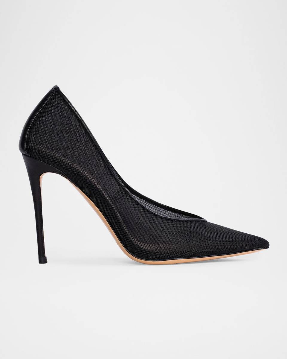 Mesh Leather Stiletto Pumps